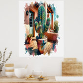 Cactus op de veranda poster (Keuken)