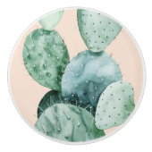 Cactus op koraal keramische knop (Voorkant)