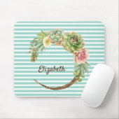 Cactus op mint Green Stripes Muismat (Met muis)