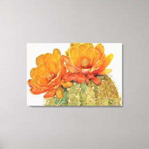 Cactus Oranje bloesems Canvas Afdruk