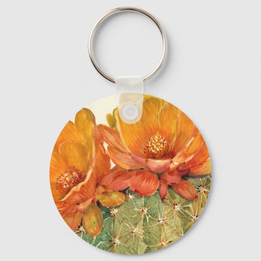 Cactus Oranje bloesems Sleutelhanger (Voorkant)