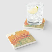 Cactus Oranje bloesems Stenen Onderzetter (Zijkant)