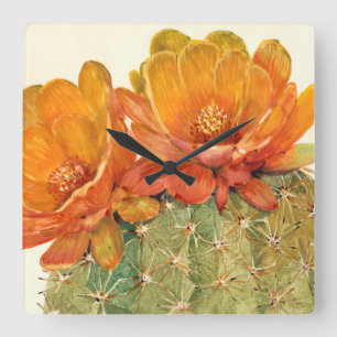 Cactus Oranje bloesems Vierkante Klok