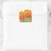 Cactus Oranje bloesems Vierkante Sticker (Tas)