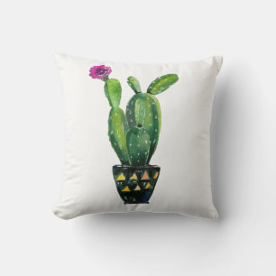 Cactus Paarse Floral Waterverf Southwestern Boho Kussen