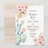 Cactus Pampas Muted Tones Nuestra Boda Invitation Kaart (Voorkant / Achterkant)