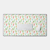 Cactus Pastel Waterverf Patroon Bureaumat (Keyboard & Muis)