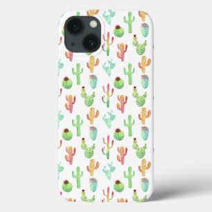 Cactus Pastel Waterverf Patroon iPhone 13 Hoesje