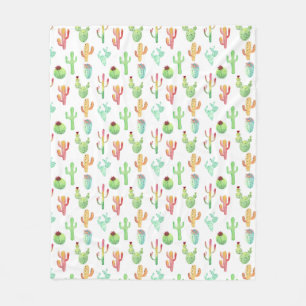 Cactus Pastel Waterverf Patroon Fleece Deken