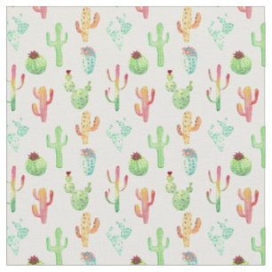 Cactus Pastel Waterverf Patroon Stof