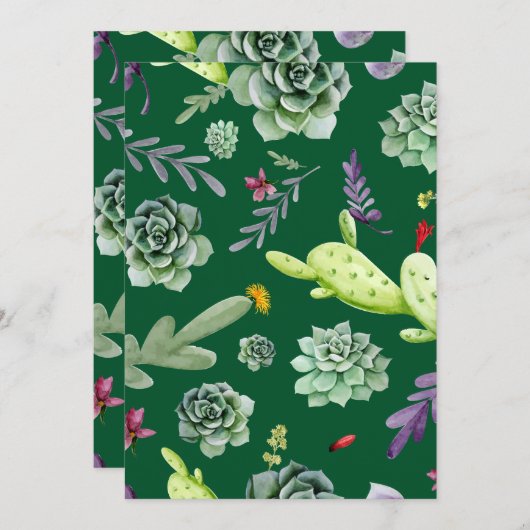 Cactus Patroon 3 Bedankkaart (Voorkant / Achterkant)