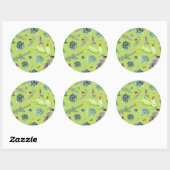 Cactus Patroon 6 Ronde Sticker (Vel)