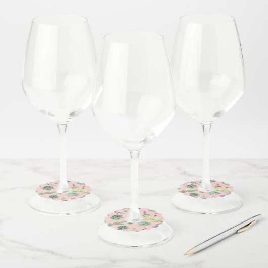 Cactus Patroon 8 Wijnglaslabel (Set)