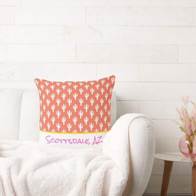 Cactus Patroon Aangepaste Plaats Naam Kleurrijke D Kussen (Bank)