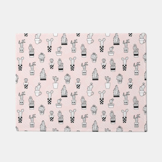 Cactus-patroon met handgetekende cactus deurmat (Voorkant)