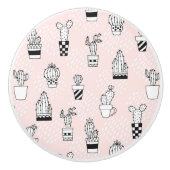 Cactus-patroon met handgetekende cactus keramische knop (Voorkant)