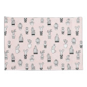 Cactus-patroon met handgetekende cactus kussensloop (Achterkant-Rechts)