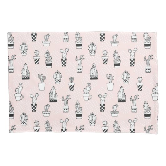 Cactus-patroon met handgetekende cactus kussensloop (Voorkant-Links)