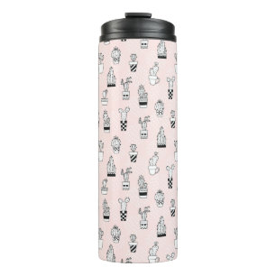Cactus-patroon met handgetekende cactus thermosbeker