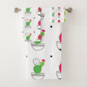 Cactus patroon roze groen ontwerp bad handdoek (Insitu)