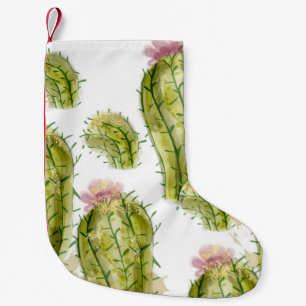 Cactus patroon waterverf kleine kerstsok