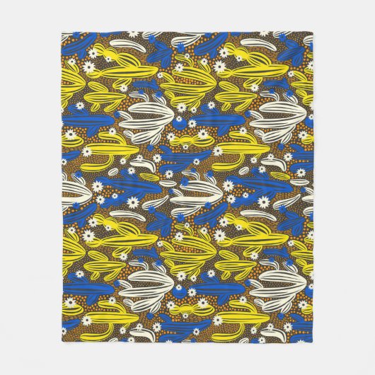 Cactus  patroon, zwarte achtergrond. fleece deken (Voorkant)