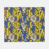 Cactus  patroon, zwarte achtergrond. fleece deken (Voorkant (Horizontaal))