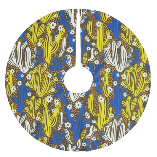 Cactus patroon, zwarte achtergrond. kerstboom rok (Voorkant)