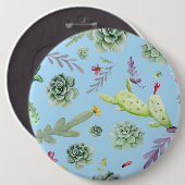 Cactus Pattern 10 Ronde Button 6,0 Cm (Voorkant /achterkant)