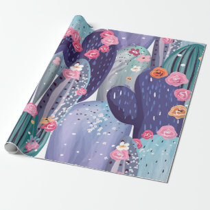 Cactus Pattern Colorful Waterverf Cadeaupapier