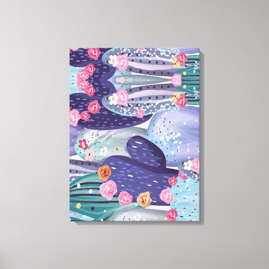 Cactus Pattern Colorful Waterverf Canvas Afdruk (Voorkant)