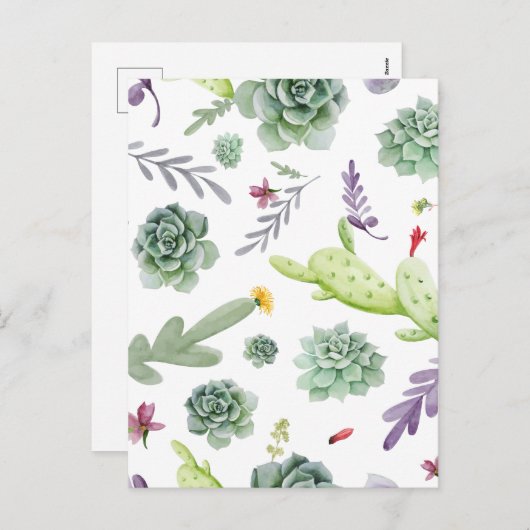 Cactus Pattern Feestdagenkaart (Voorkant / Achterkant)