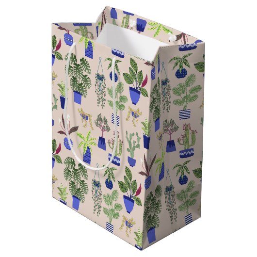 Cactus Pattern Medium Cadeauzakje (Achterkant Gekanteld)