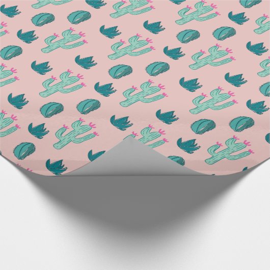 Cactus Pattern Pink and Green Cadeaupapier (Hoek)