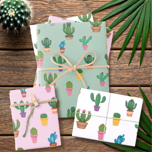 Cactus Pattern Plant Mom Wrapping Paper Sheets