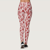 Cactus Pattern - Ruby Red en White Leggings (Achterkant)
