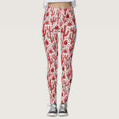 Cactus Pattern - Ruby Red en White Leggings (Voorkant)