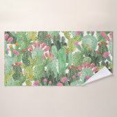 Cactus peint à la main : Vert désert (Serviette de bain)