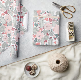 Cactus Pink Mint Succulents Desert Planten Cadeaupapier