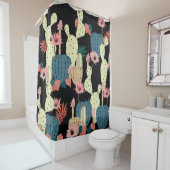 Cactus Plant:  Botanisch Patroon Douchegordijn (In situ)