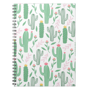 Cactus Plant Green Paars Pattern Notitieboek