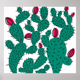 Cactus plant, groen naadloos patroon. poster