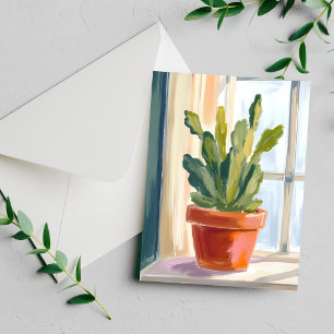 Cactus Plant Groene Botanische Waterverfkaart