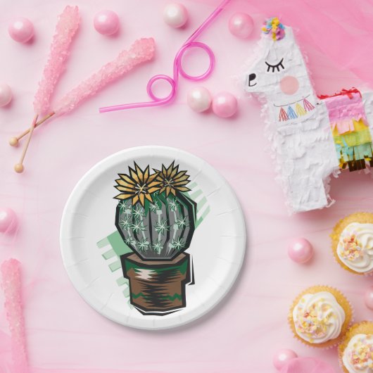 Cactus Plant in een potje Papieren Bordje (Feest)