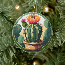 Cactus Plant Keramische Decoratieve Glas in lood l Keramisch Ornament