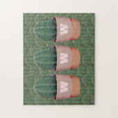 Cactus Plant Pot Monogram Jigzaag Puzzle Legpuzzel (Verticaal)