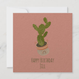 Cactus Plant Regenboog Mand Tekening  Verjaardag C Kaart