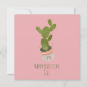 Cactus Plant Regenbooghandvat hand getekende geboo Kaart (Voorkant)