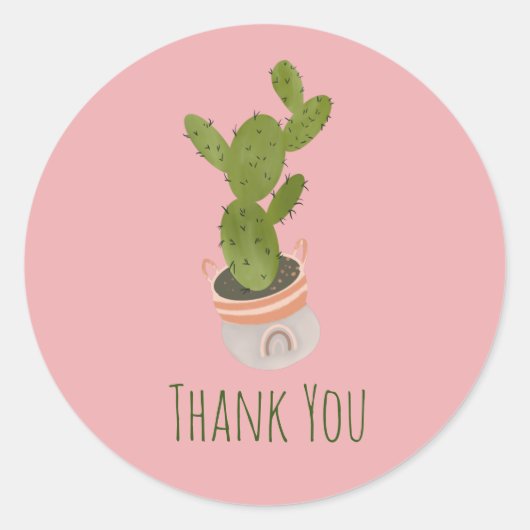 Cactus Plant Regenbooghandvat Handtekening Ronde Sticker (Voorkant)