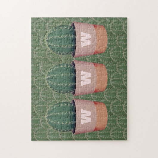 Cactus Plante Pot Monogramme Jigsaw Puzzle (Vertical)